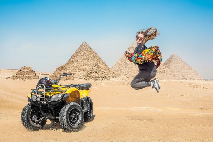 Cairo: Pyramids Quad Bike Adventure & Optional Camel Ride - A desert view of the pyramids, not a ride inside the ruins