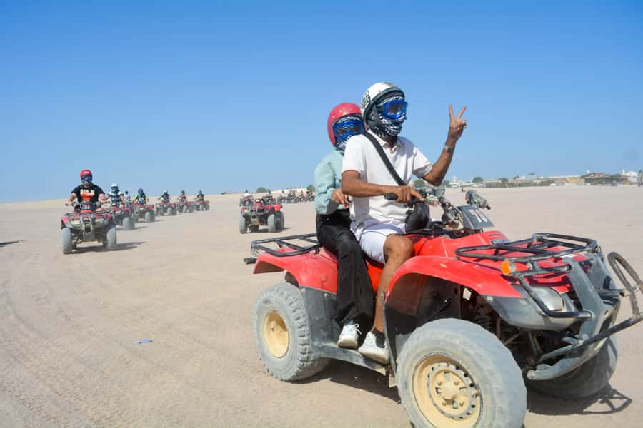 Desert Sunset Quad Bike ATV for 50Km, Oriental Show, Dinner, - Riding 25 kilometers into the desert