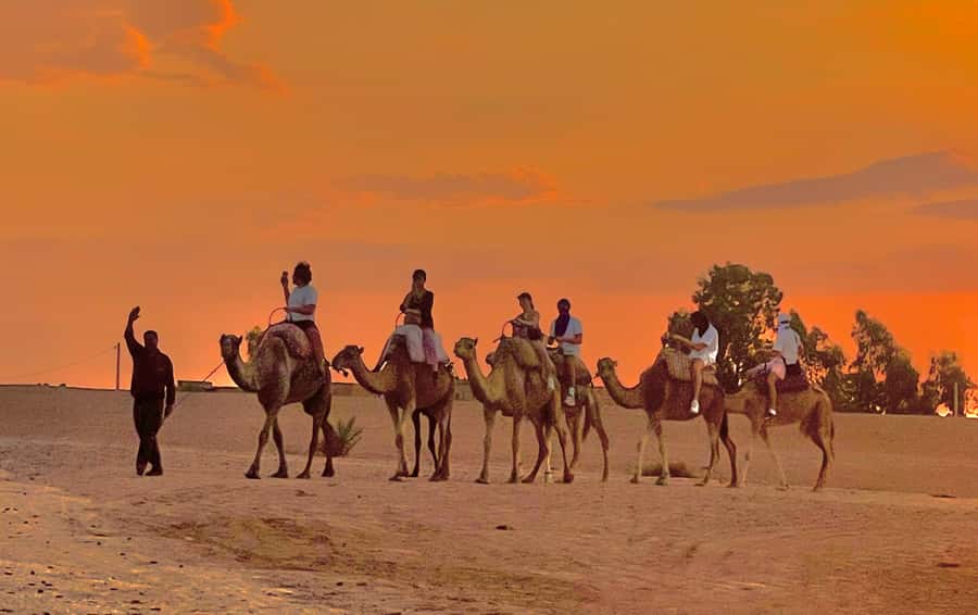 Evening Marrakech: Agafay Desert Quad , Camel & Dinner Shows - Taking a short camel ride near sunset