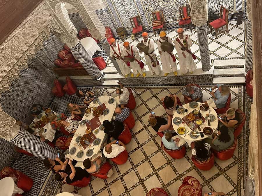Fes : Unforgettable Dinner Show Experience with hotel pickup - Seven salads, bread, and olives to start