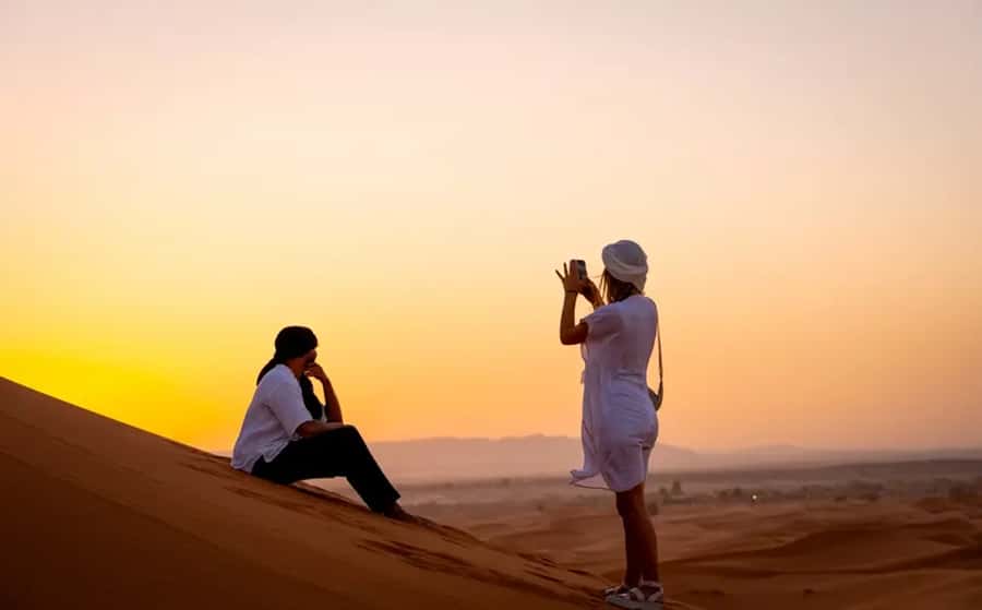 From Fes: 3-Day Luxury Desert Tour to Marrakech via Merzouga - Reaching Merzouga by camel at sunset
