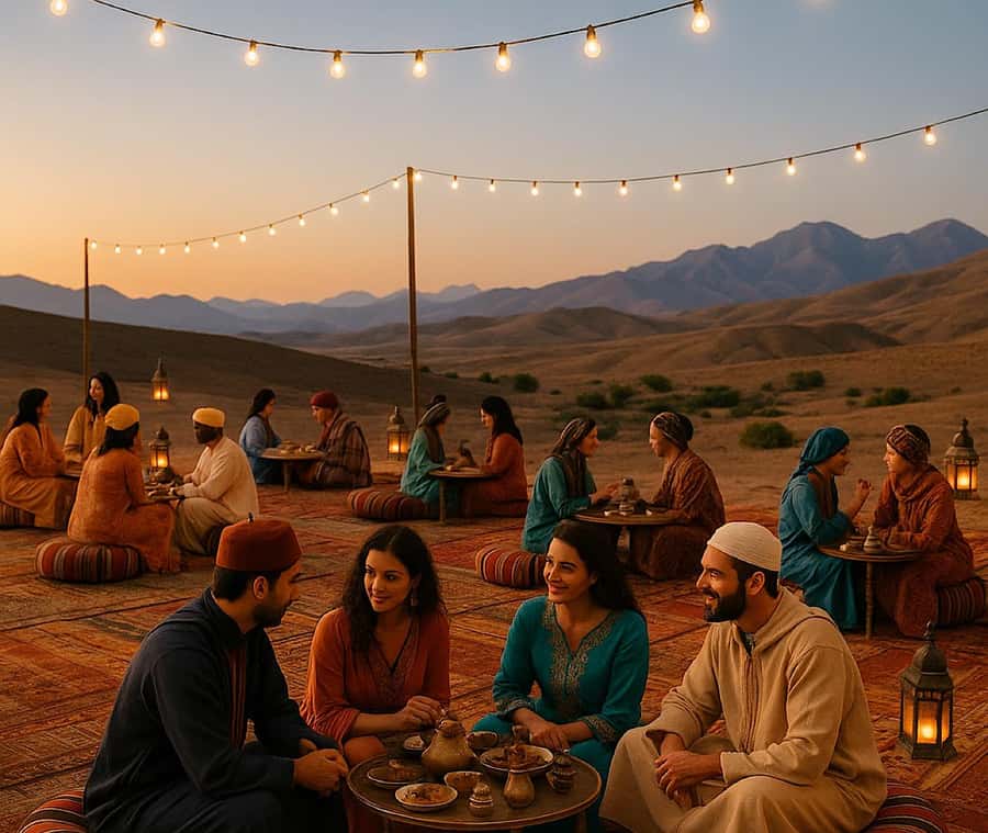 From Marrakech: Agafay Desert Dinner and Optional Camel Ride - Entering the Agafay camp before sunset