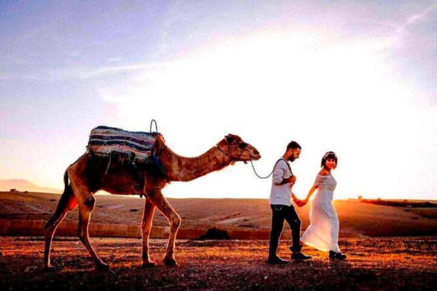 From Marrakech: Agafay Desert Sunset Dinner with Live Show - Sunset over the rocky hills