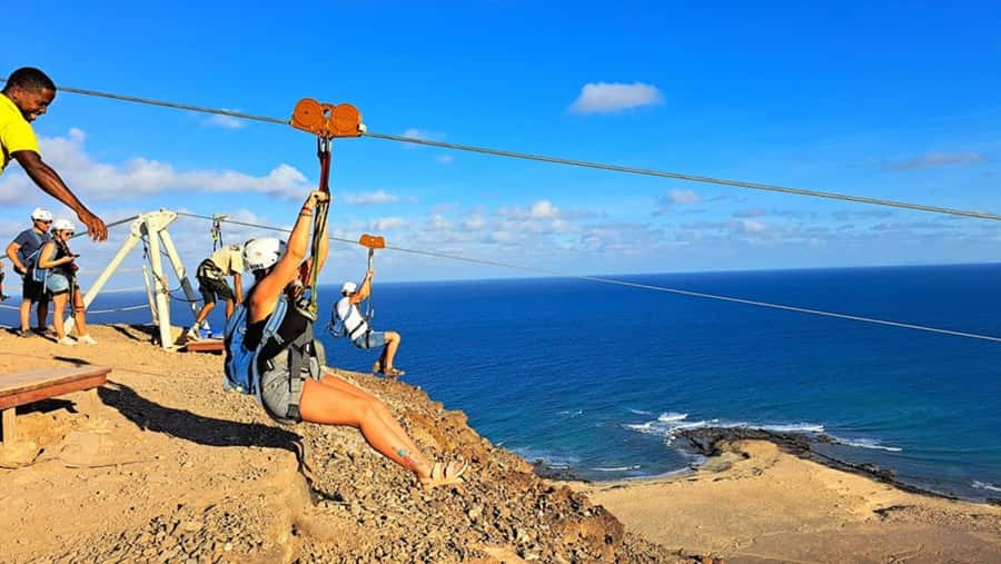 From Santa Maria: Sal island Zipline Experience (Official) - The 1,000-meter flight over Sal
