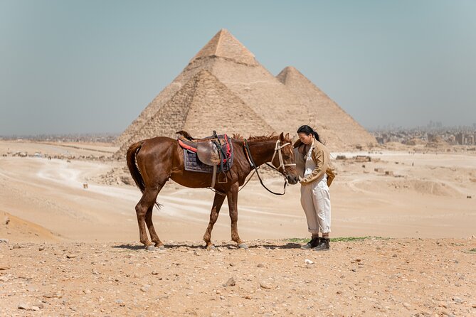 Giza Pyramids Photoshoot with Jumping Horse, Camel and Sphinx - What the private vehicle and guide add
