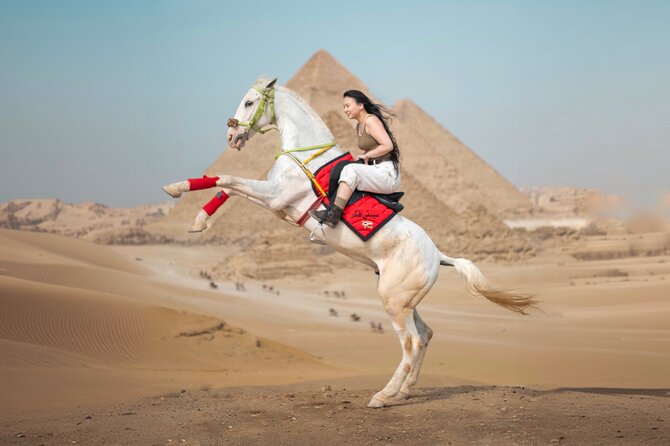 Giza Pyramids Photoshoot with Jumping Horse, Camel and Sphinx - The photographs and delivery time