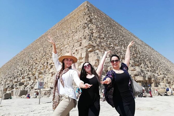 Giza Pyramids, Ride a Camel, Sphinx, Egyptian Museum& Bazaar, Lunch is included. - Lunch with a view toward the Sphinx
