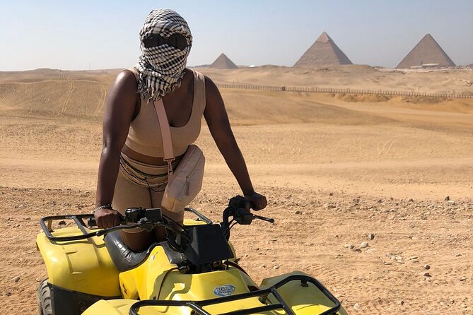 Giza pyramids, Sphinx, ATV bike, Lunch,Camel ride, Dinner cruise& shopping tour - A 60-minute ATV ride near the plateau