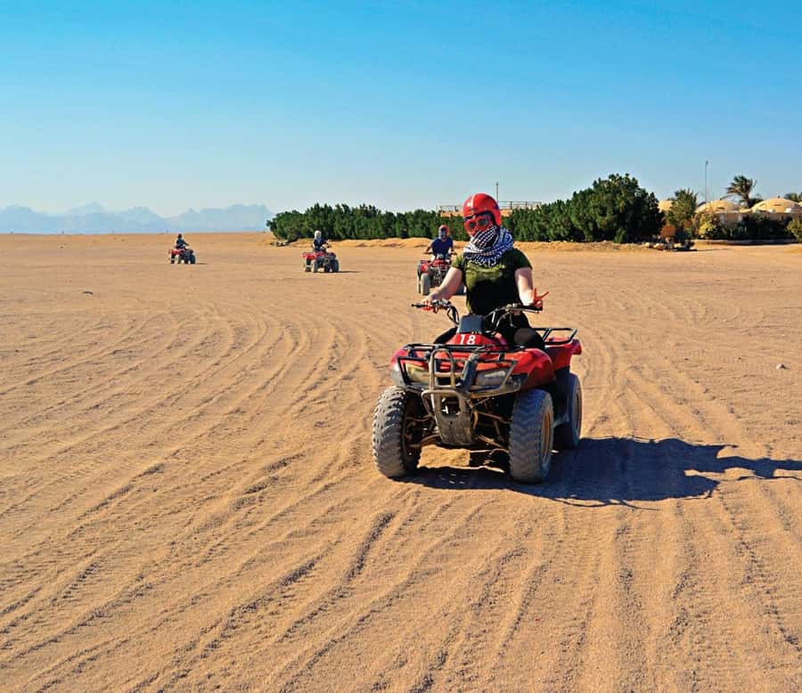Hurghada: Safari Jeep, Quad, Buggy, Camel Ride & BBQ Dinner - Meeting the Bedouin village