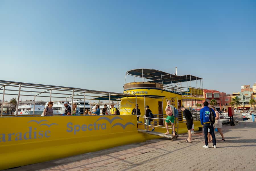 Hurghada: Semi-Submarine Boat Tour w/ Snorkeling & Transfer - From your hotel to Hurghada Marina