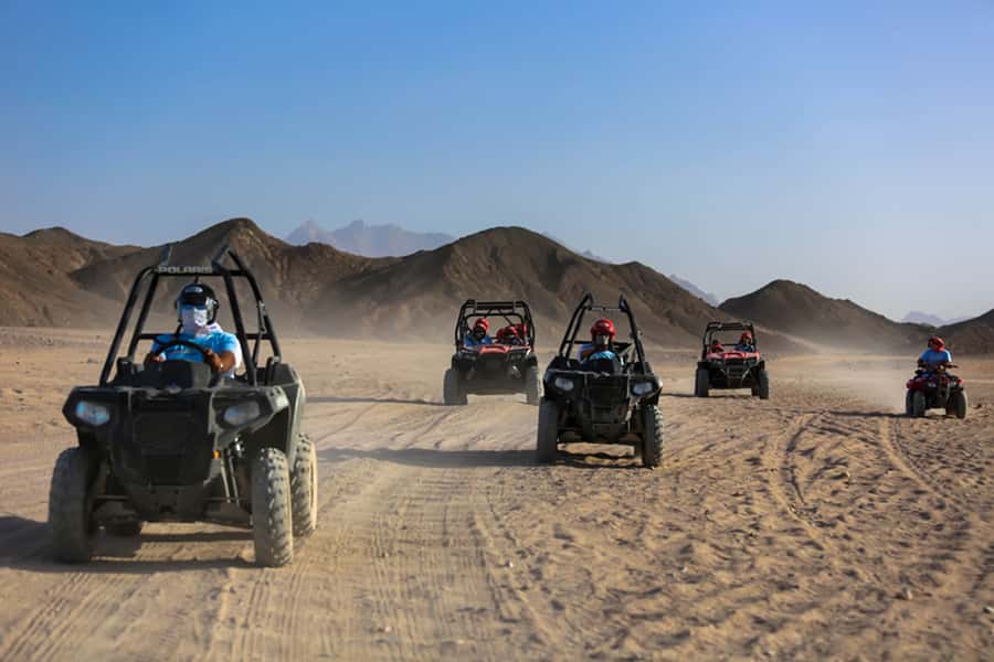 Hurghada: Sunset Desert Safari by Dune Buggy - Getting set up at the buggy base