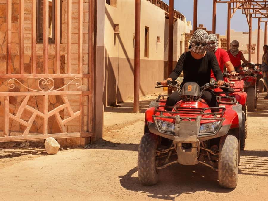 Hurghada: Sunset Quad Bike, Camel w/ Opt Stargazing and BBQ - Safety First at the Desert Base