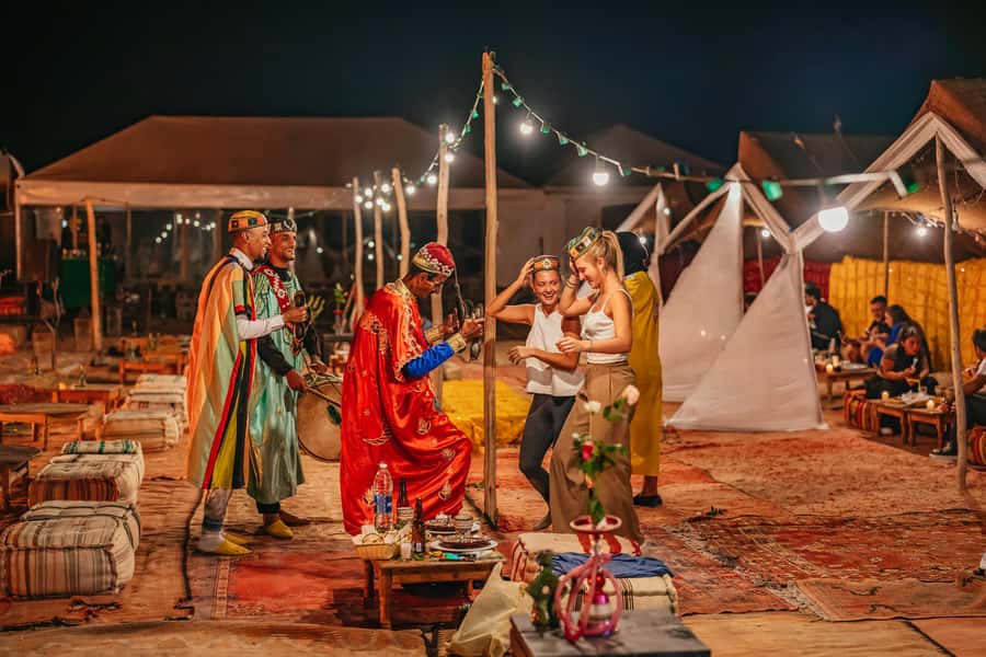 Marrakech: Agafay Desert Magical Overnight with Dinner Show - Mint tea, tent check-in, and the summer pool