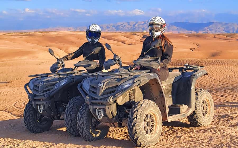 Marrakech: Agafay Desert Quad Bike Tour with Moroccan Tea - Getting set up with the quad and safety gear