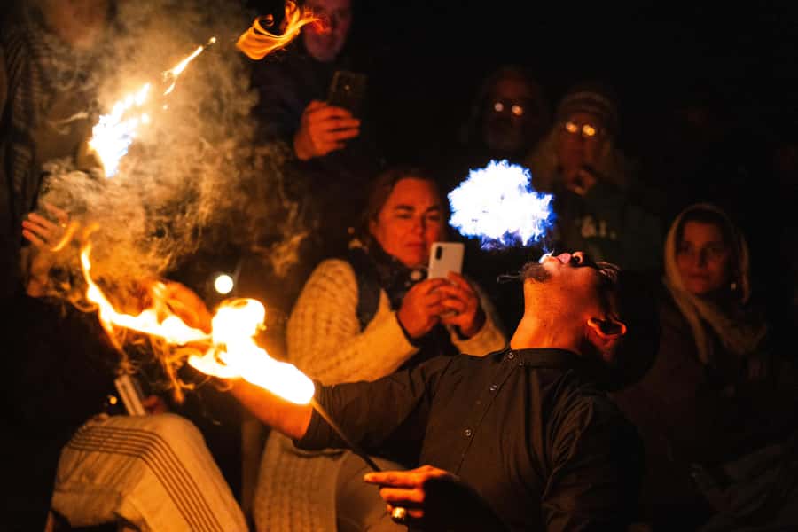 Marrakech: Agafay Desert Sunset, Camel Ride, and Dinner Show - Berber music and the fire show
