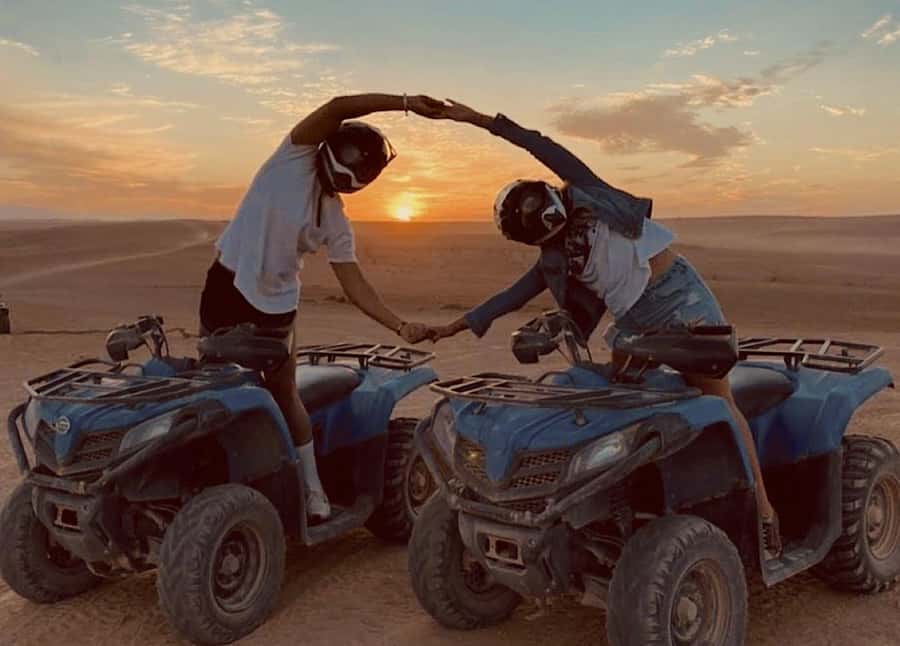Marrakech: Agafay Desert Tour Quad bike & Dinner fire show - Camel riding at sunset