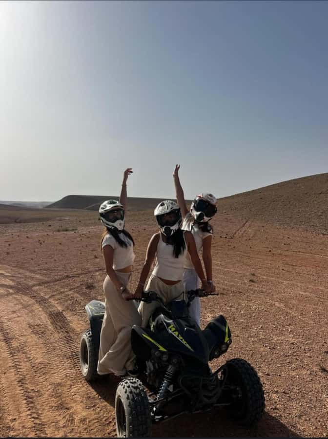 Marrakech: Agafay Desert Tour Quad bike & Dinner fire show - Quad biking with two people per machine