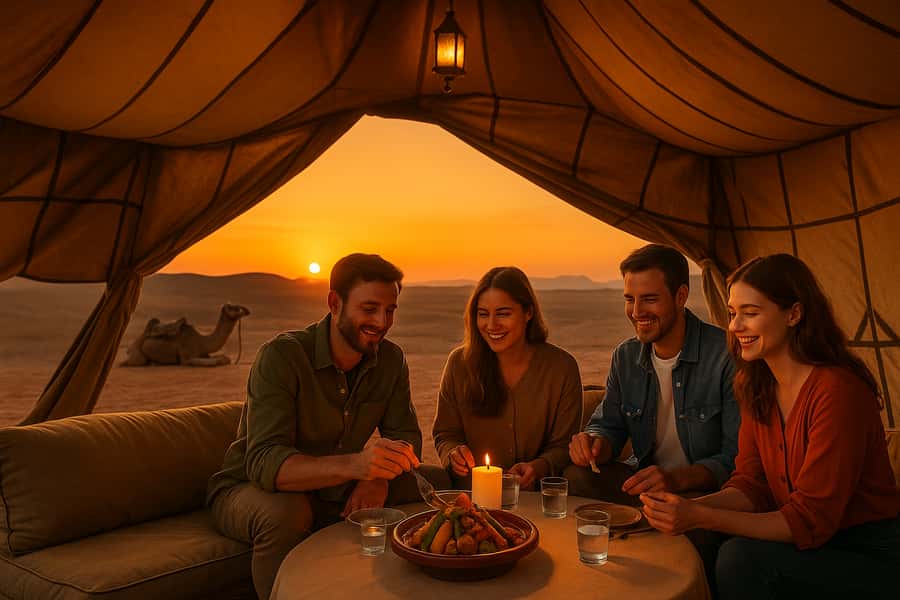 Marrakech: Camel Ride & Sunset Dinner with Fire Show - The argan oil cooperative adds local context