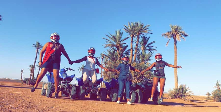 Marrakech: Desert and Palm Grove Sunset Quad Tour with Tea - The palm grove sunset stop