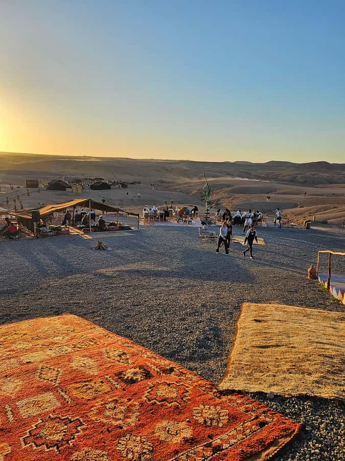 Marrakech: Dinner and Quad bike Desert Agafay Stars & show - Sunset, camp seating, and Moroccan dinner