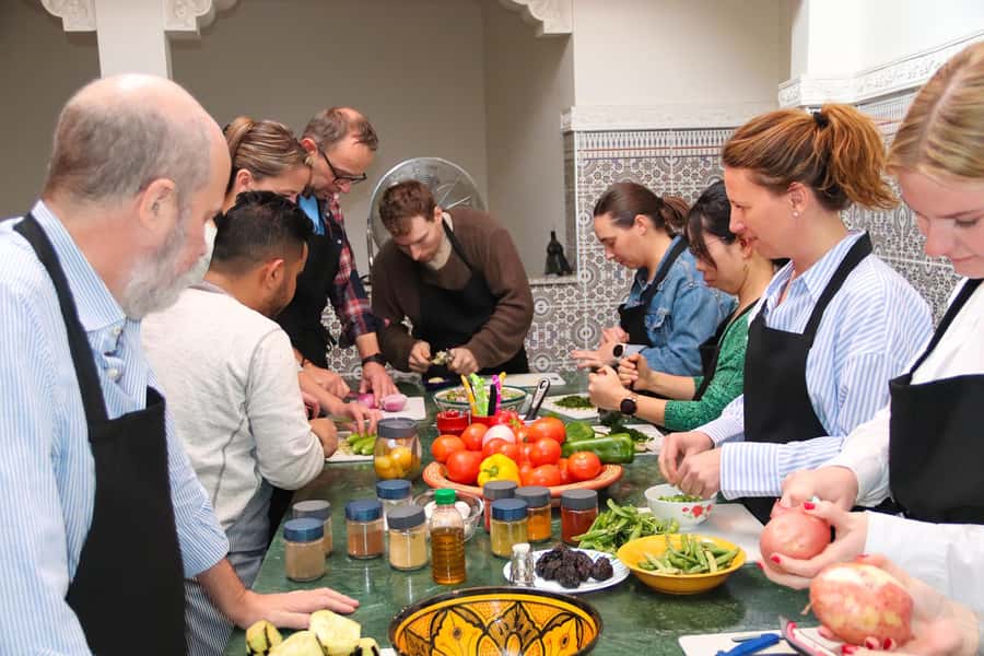 Marrakesh: Moroccan Dishes Cooking Class with a Local Chef - The food is served as a Moroccan feast