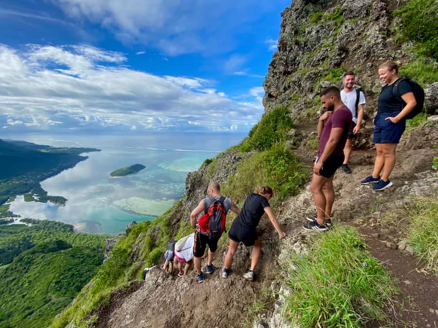 Mauritius: Le Morne Mountain UNESCO Eco Hike - Sunrise, changing colors, and the summit of the V