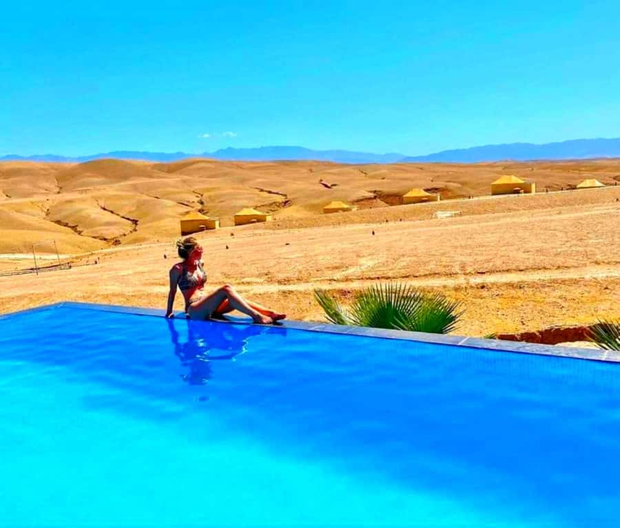 Quad biking in Agafay Desert with lunch & Camel Ride & pool - Pool time in the Agafay heat