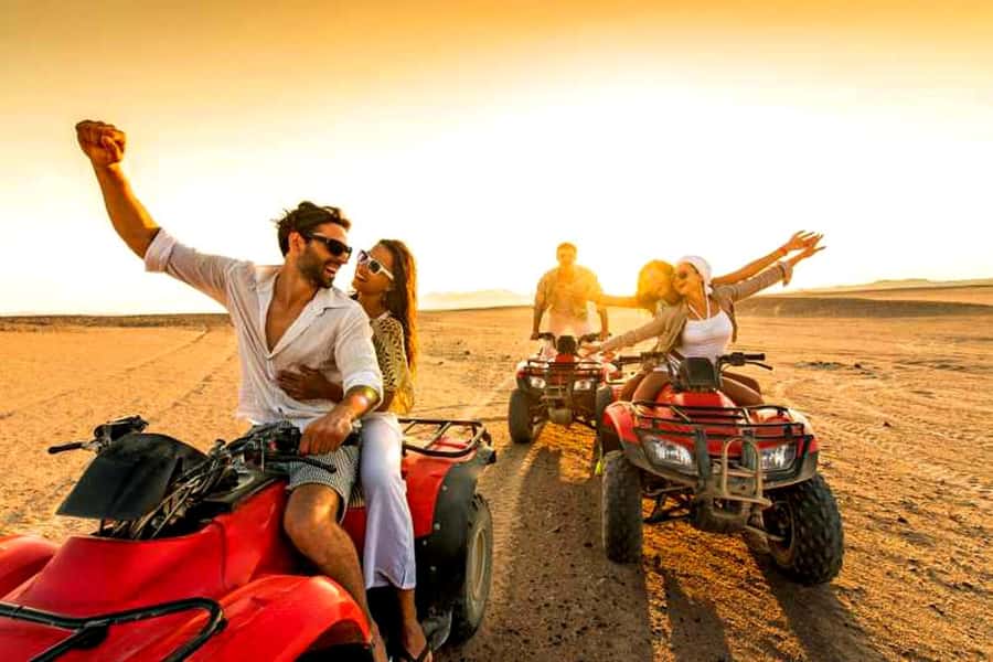 Quad biking in Agafay Desert with lunch & Camel Ride & pool - Learning to handle the quad