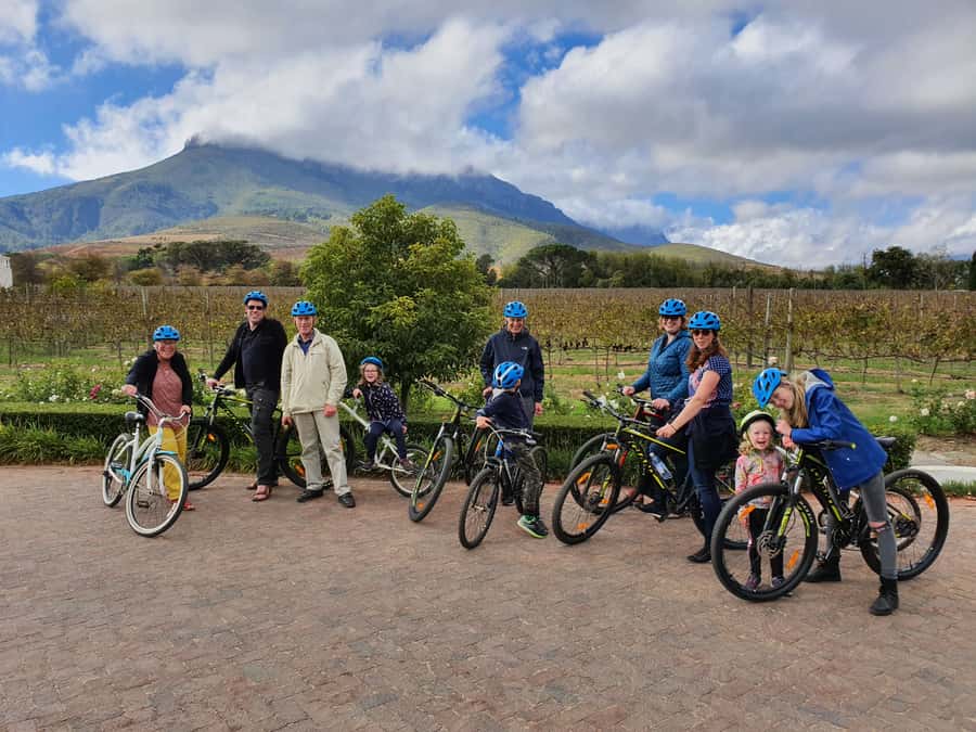 Stellenbosch: Historical Bike Tour & Wine Tasting - First wine estate: mountain views and award-winning bottles