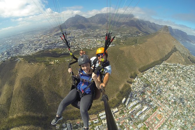 Tandem Paragliding Flight - The instructor handles the hard part